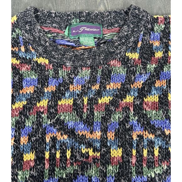 Vtg A.J. Tremont Silk Blend Knit Pullover Sweater Size L Geometric Multicolor - Picture 4 of 9